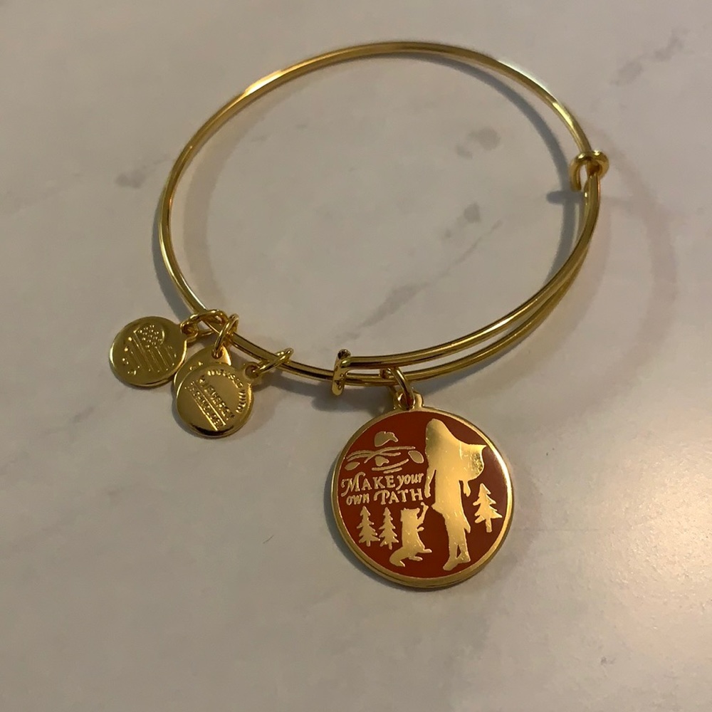 Alex and Ani Gold Bracelet with Red Charm